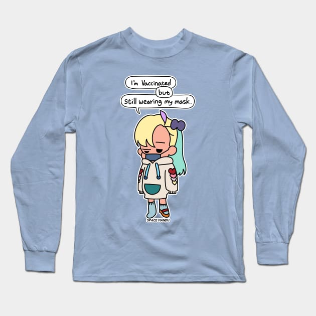 I’m vaccinated but still wearing my mask Long Sleeve T-Shirt by spacemandu